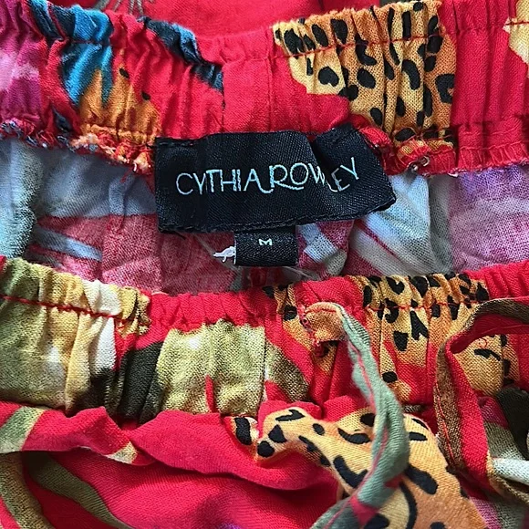 Cynthia Rowley Beautiful Colorful Wide Leg Tropical Pants **Size M** 🌴🌺🌴 - Picture 5 of 5